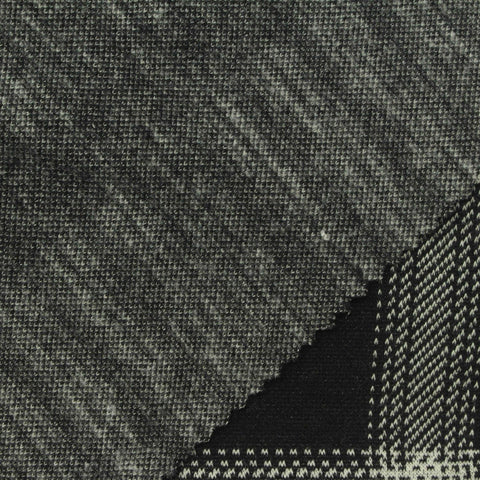 Black Plaid Interlock Knit, Polyester, 255 gsm