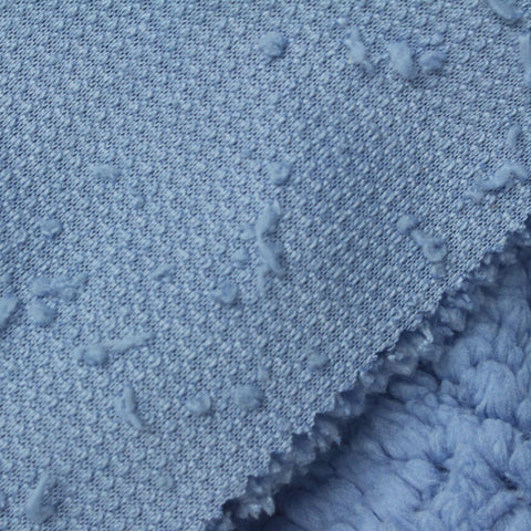 100% Polyester Sherpa Fleece Fabric, 250 gsm, 165 cm — Blue