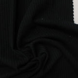 Viscose Stretch Rib Knit Fabric, 225 gsm, 150 cm — Black — photo 3