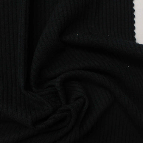 Viscose Stretch Rib Knit Fabric, 225 gsm, 150 cm — Black, ref EF-220869