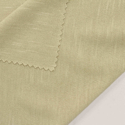 Slub Viscose Polyester Jersey Knit Fabric, 193 gsm, 160 cm — Khaki