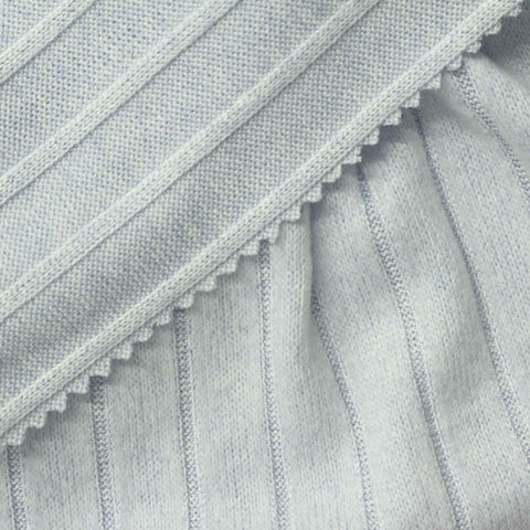 Light Blue Marl Rib Knit, Polyester, 190 gsm