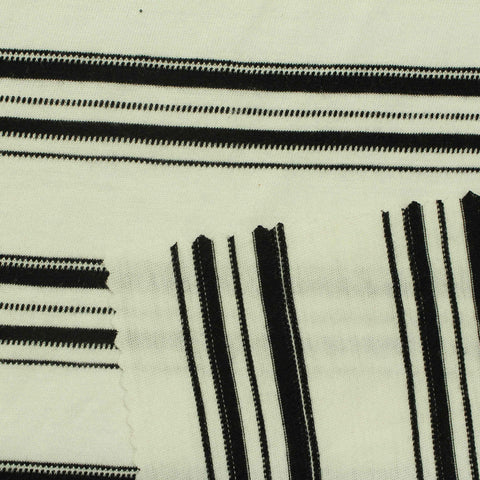 Black Horizontal-Stripe Jacquard, Poly-Viscose, 155 gsm