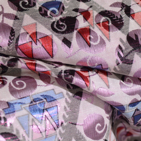 Red Geometric-Diamond Jacquard, Poly-Cotton