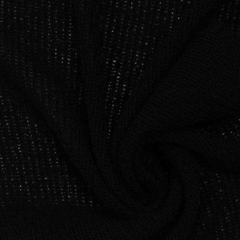 Black Marl Rib Knit, Poly-Viscose, 240 gsm, 170 cm