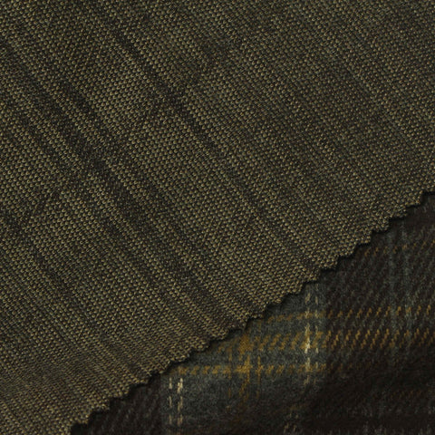 Dark Grey Plaid Interlock Knit, Polyester, 315 gsm