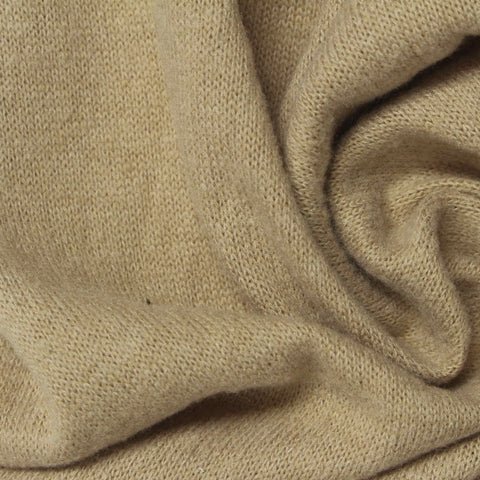 Brushed Polyester Viscose Stretch Chunky Knit Fabric, 200 gsm, 165 cm — Khaki