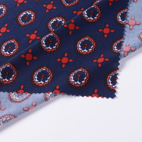 Navy Medallions Knit, Polyester