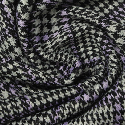 Black Houndstooth Jacquard, Poly-Cotton, 243 gsm