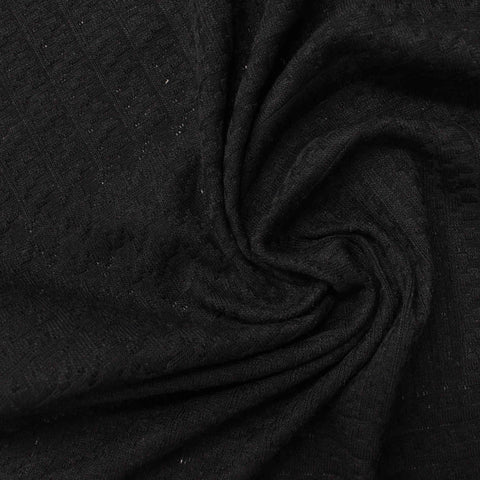 Black Textured Jacquard, Poly-Viscose