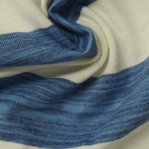 Marled Blue Horizontal-Stripe Knit, Cotton