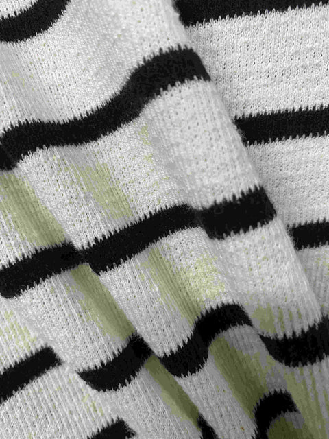 Black Horizontal-Stripe French Terry, Cotton-Poly, 228 gsm