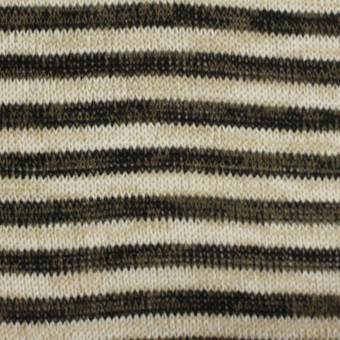 Dark Brown Horizontal-Stripe Jersey Knit, Viscose-Poly