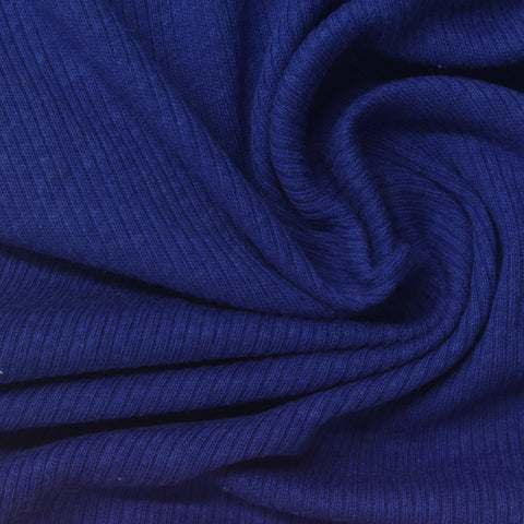 Cotton Polyester Rib Knit Fabric, 130 gsm, 164 cm — Blue