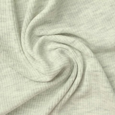 Light Grey Marl Rib Knit, Viscose, 240 gsm, 130 cm