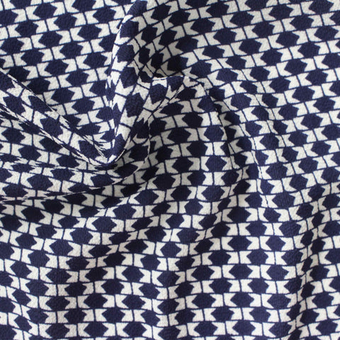 Navy Geometric Chiffon, Polyester