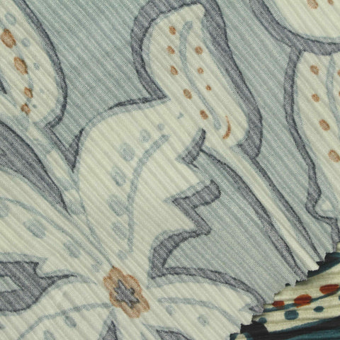 Teal Abstract Plissé, Polyester