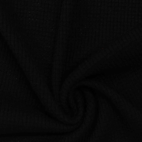 Cotton Polyester Stretch Rib Knit Fabric, 180 gsm, 135 cm — Black