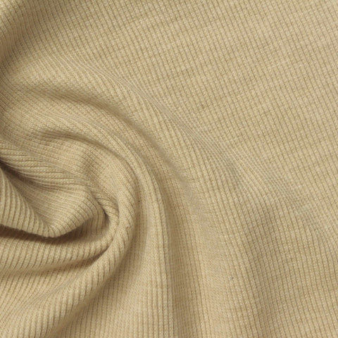 Polyester Cotton Stretch Rib Knit Fabric, 300 gsm, 100 cm — Khaki