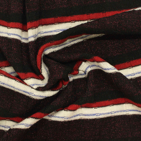Dark Red Horizontal-Stripe Rib Knit
