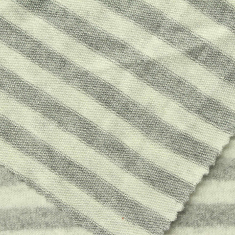 Light Grey Horizontal-Stripe Chunky Knit, Viscose-Poly, 220 gsm