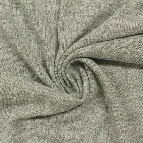 Light Grey Marl Rib Knit, Polyester, 192 gsm