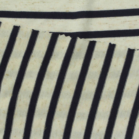 Cream Horizontal-Stripe Jersey Knit, Poly-Viscose, 170 gsm