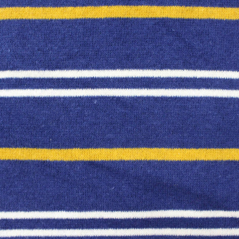 Blue Horizontal-Stripe French Terry, Cotton-Poly