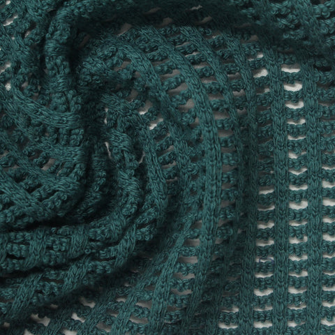 Dark Green Openwork Chunky Knit, Cotton-Poly