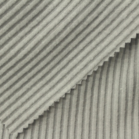 Brushed Polyester Viscose Stretch Rib Knit Fabric, 280 gsm, 155 cm — Grey