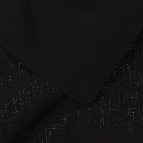 Black Irregular-Grid Jacquard, Poly-Viscose