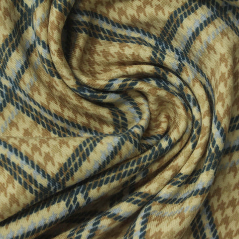 Brown Houndstooth Interlock Knit, Cotton