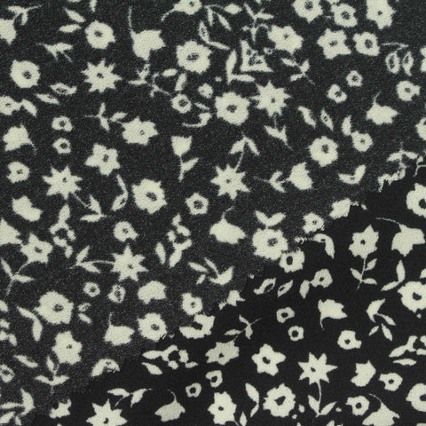 White Floral Linen-Look, Polyester, 180 gsm