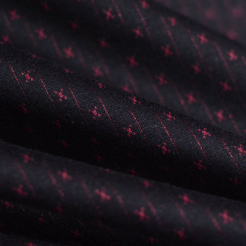 Red Vertical-Stripe Jacquard, Poly-Viscose