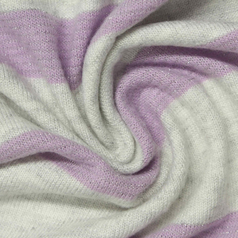 Purple Horizontal-Stripe Interlock Knit, Poly-Viscose, 220 gsm