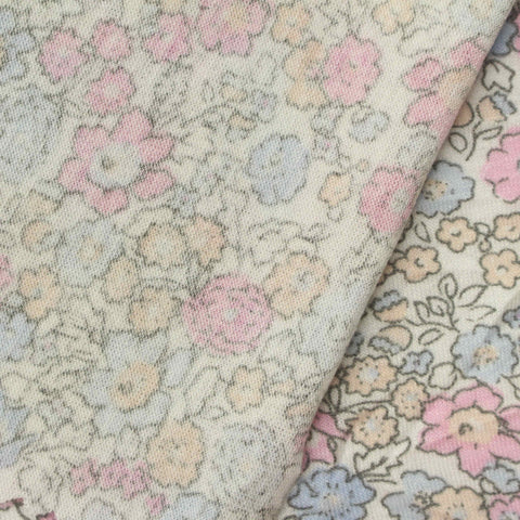 Pastel Pink Flowers Jersey Knit, Poly-Viscose