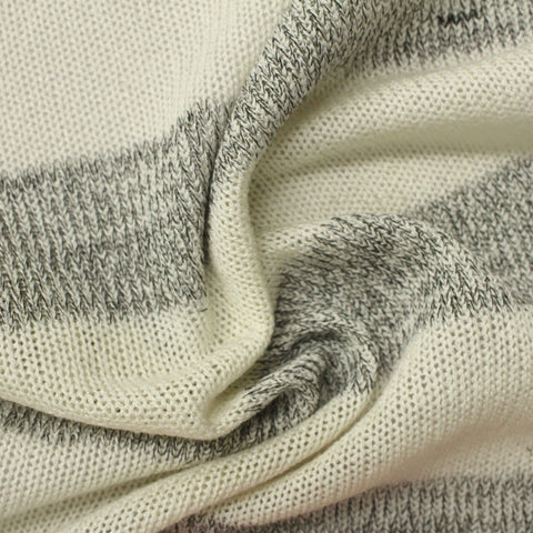 Cream Horizontal-Stripe Chunky Knit, Poly-Viscose, 251 gsm