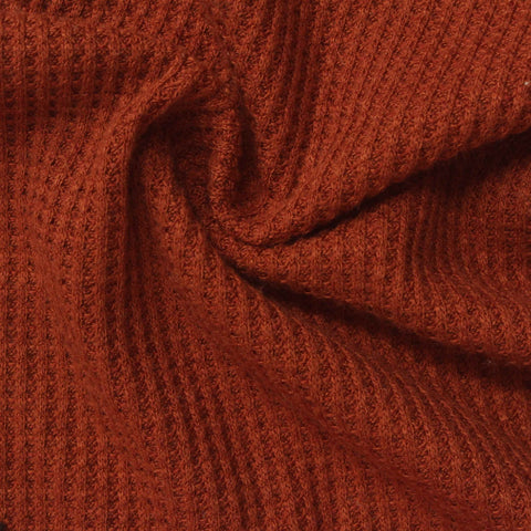 Brushed Polyester Viscose Stretch Waffle Knit Fabric, 273 gsm, 176 cm — Orange
