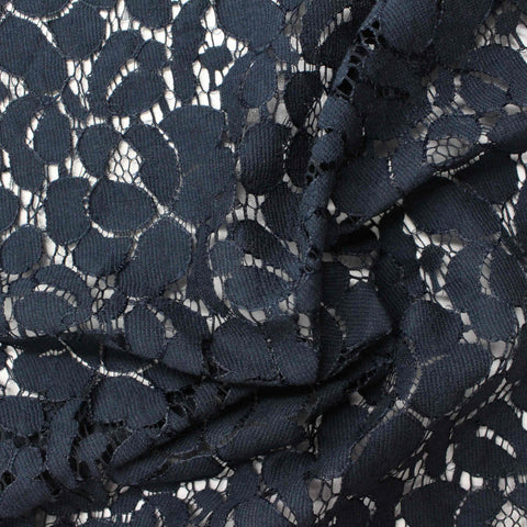 Navy Floral Knit, Cotton-Nylon
