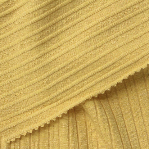 Jacquard Viscose Polyester Stretch Rib Knit Fabric, 230 gsm, 120 cm — Yellow