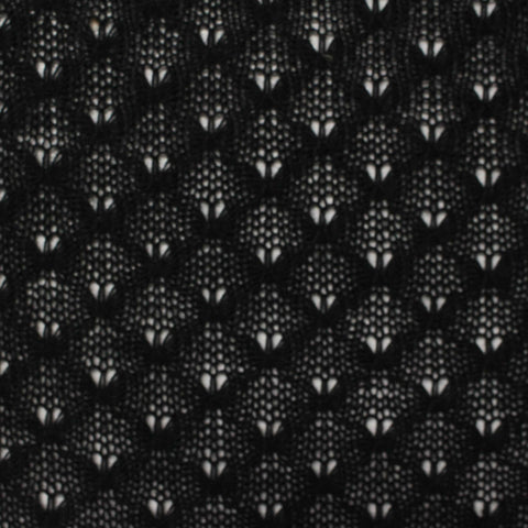 Black Openwork-Leaf Chunky Knit, Viscose-Poly