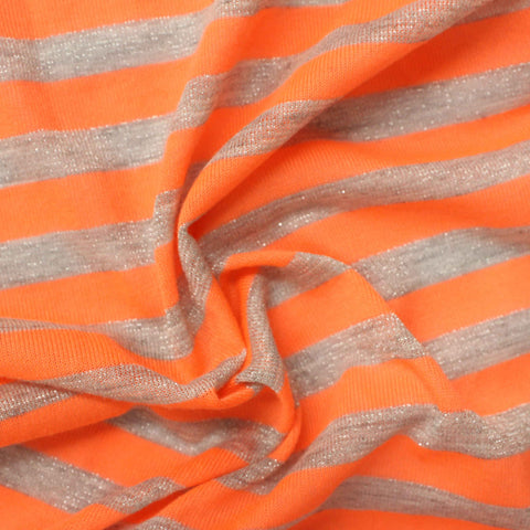 Orange Diagonal-Stripe Jersey Knit, Polyester