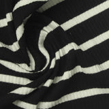 Black Horizontal-Stripe Rib Knit, Poly-Viscose — photo 3