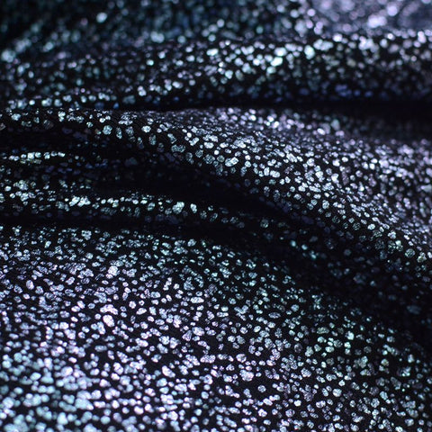 Silver-Blue Dots Interlock Knit, Polyester