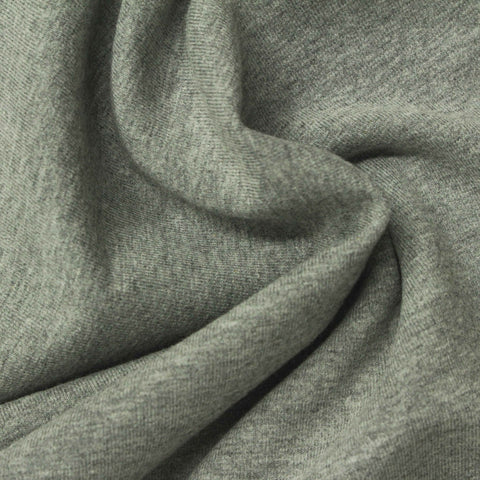 Heather Polyester Cotton Stretch French Terry Fabric, 314 gsm, 176 cm — Green