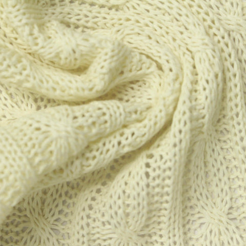Cream Tone-on-Tone Pointelle Knit, Poly-Cotton, 300 gsm