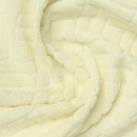 Cream Geometric French Terry, Cotton-Poly