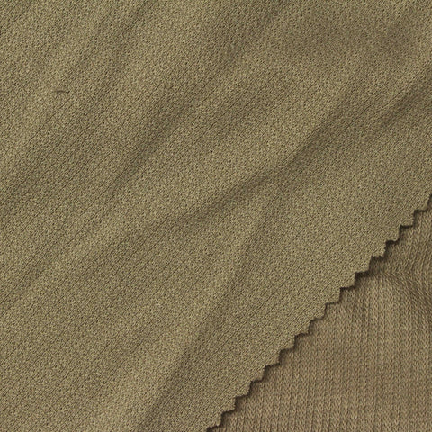 Polyester Cotton Blend Stretch Interlock Knit Fabric, 165 gsm, 150 cm — Khaki