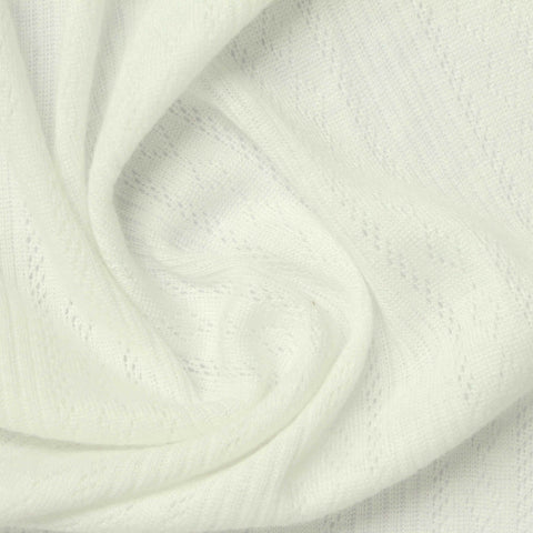 Off-White Vertical-Diamond Pointelle Knit, Poly-Viscose, 210 gsm