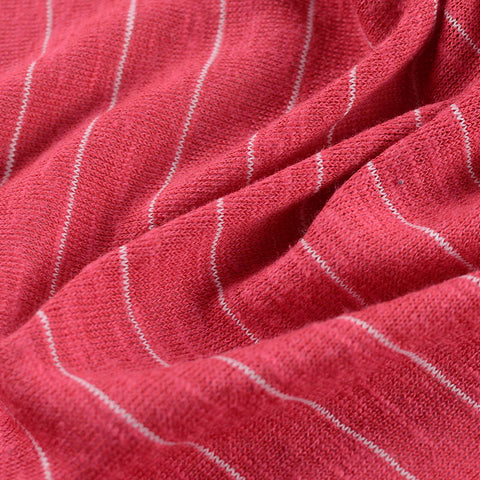 White Horizontal-Stripe Knit, Cotton-Poly, 135 gsm